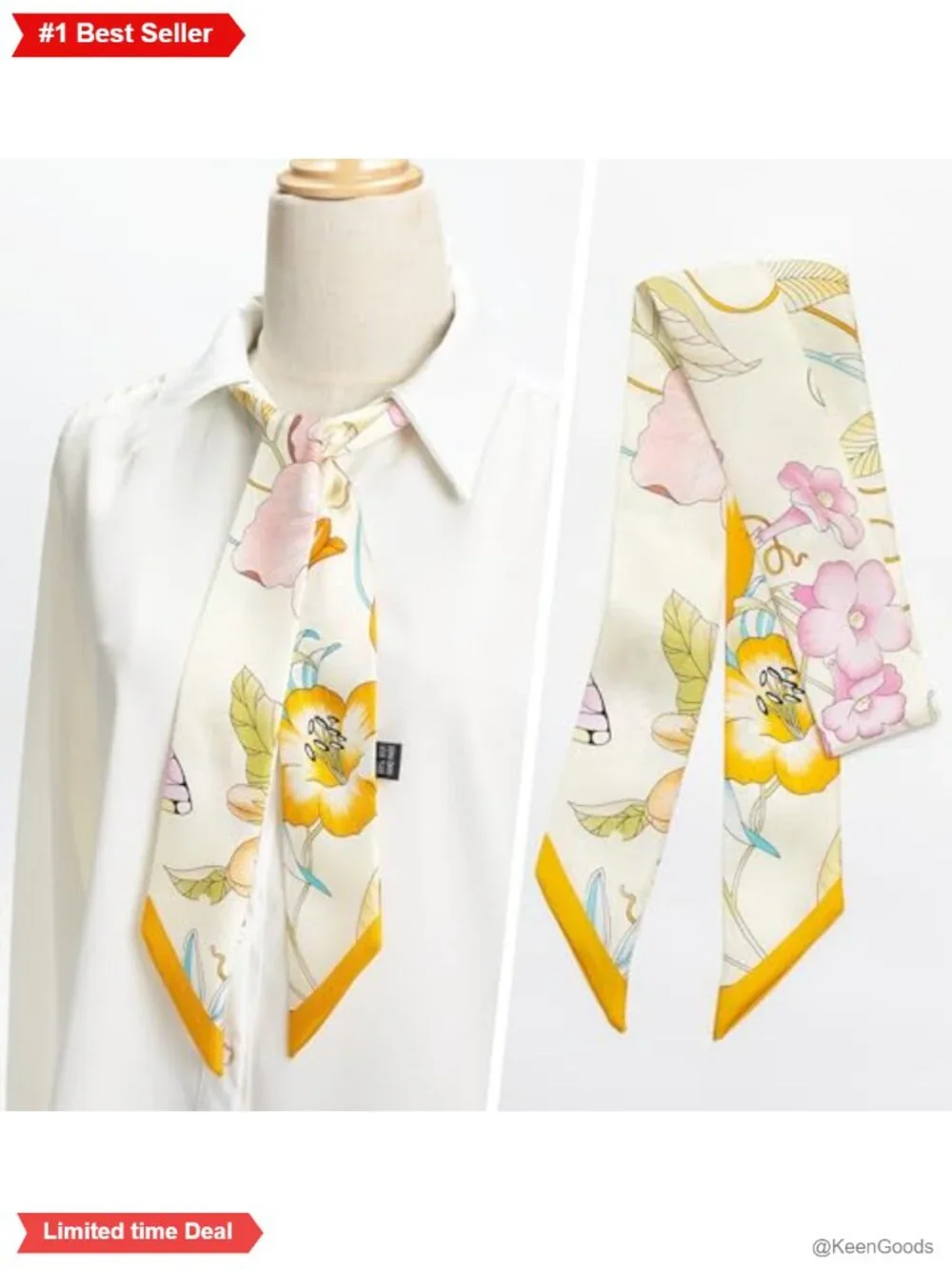 100% Mulberry Silk Twill Skinny Scarf 47